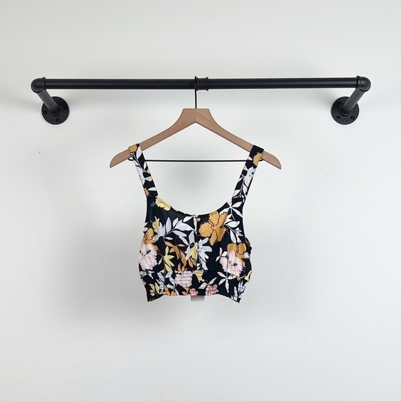NWT Roxy Sea Fog Button Front Floral Cropped Top - Picture 4 of 8